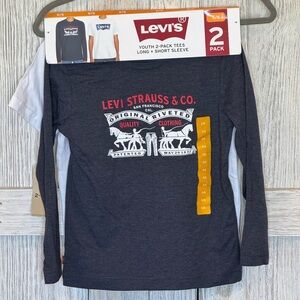 Levi's White and Blue Youth Long Sleeve Tee sz 5/6 NWT